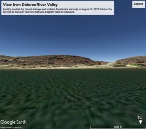 Google Earth view of Dolores River Valley with hills and clear sky.